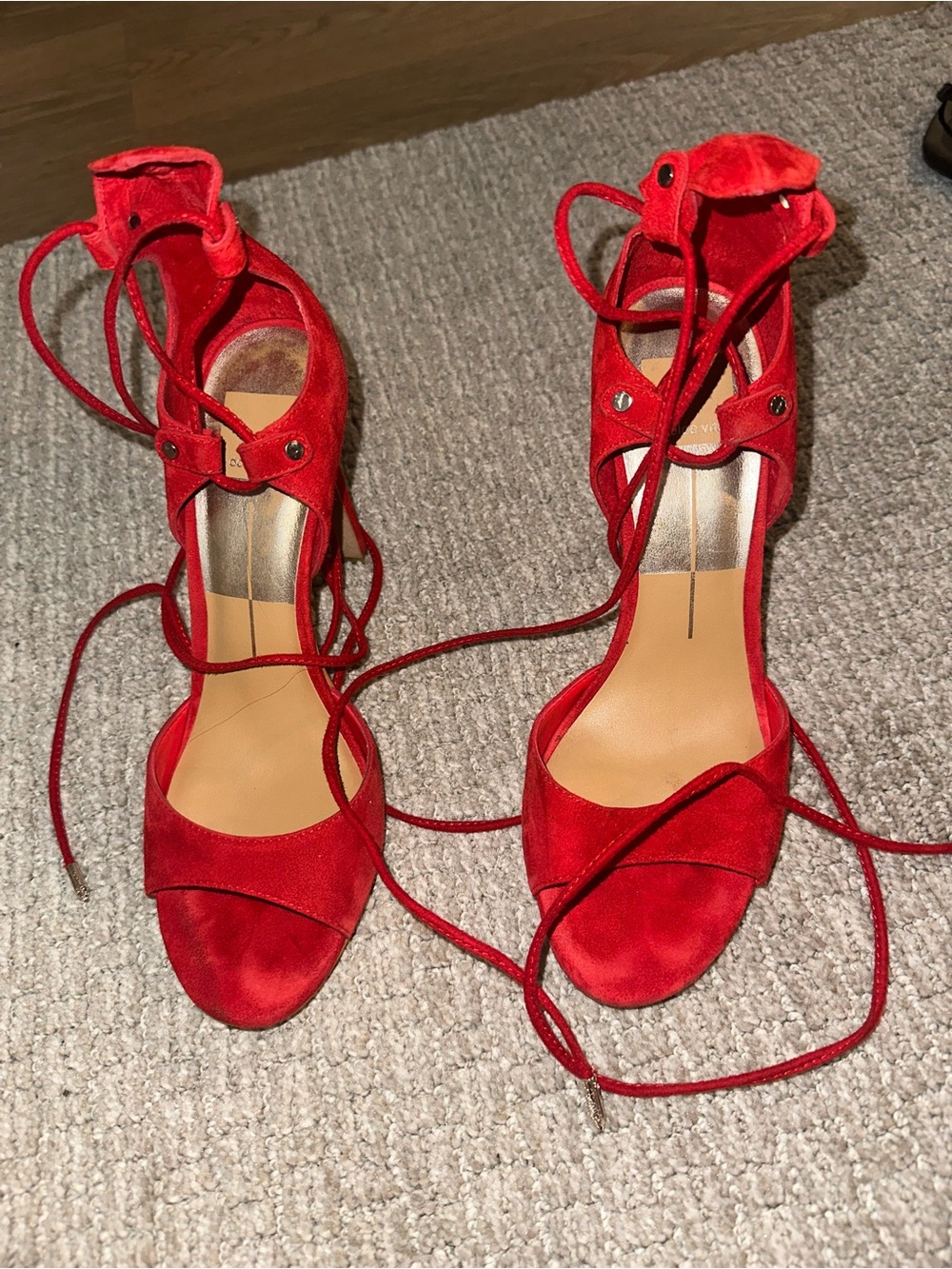 Dolce Vita Red Suede Lace-Up High Heels